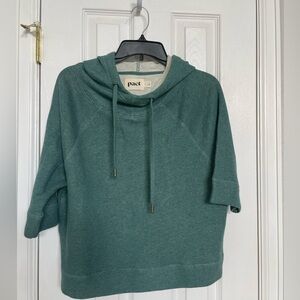 Pact organic cotton shirt sleeve hoodie sweatshirt/sweater - green/heather green